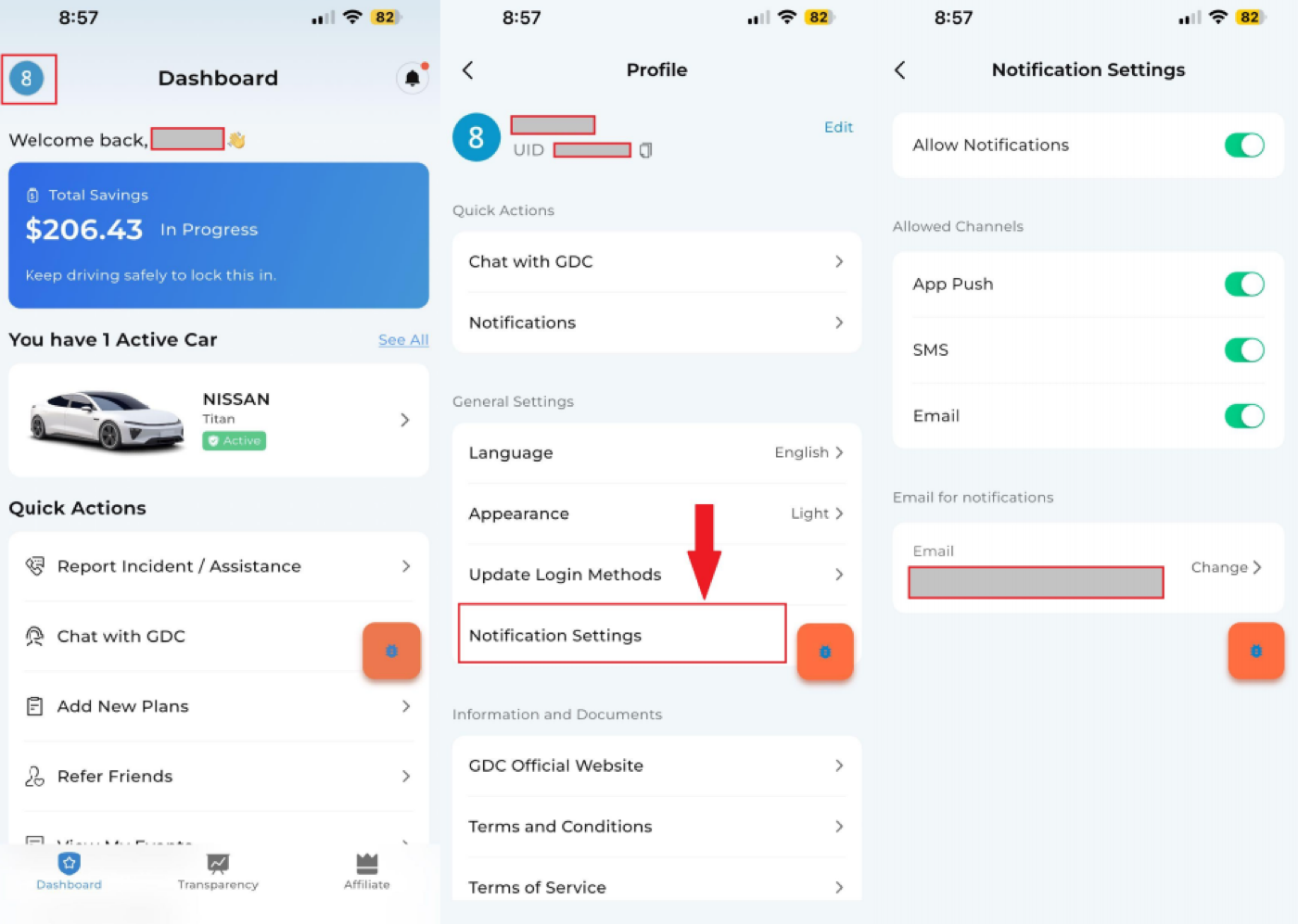 Notification management settings