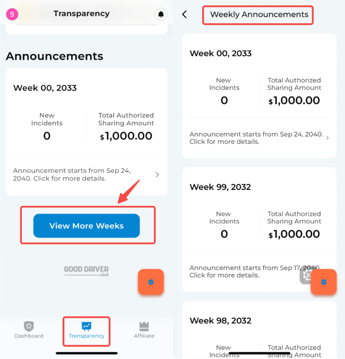 Previous announcements in Transparency