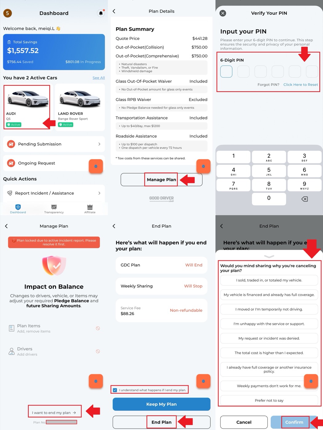 Terminate a plan in the GDC App