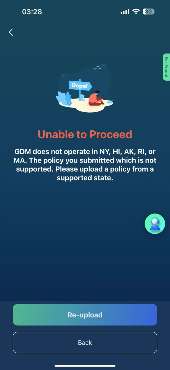 Address not eligible message