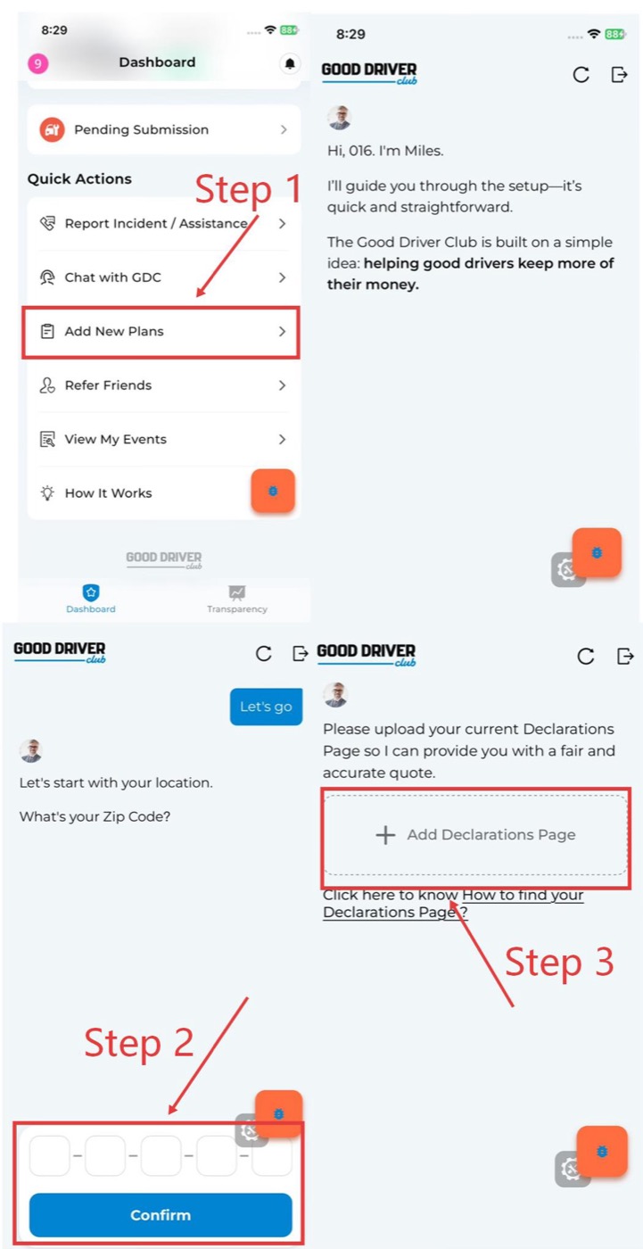Request quote flow in the GDC App
