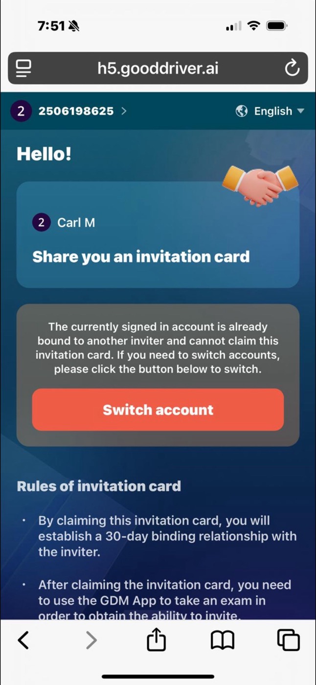 Invitation code error